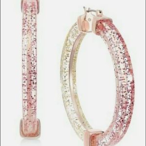 INC Pink/gold Multi Glitter Hoop Earrings